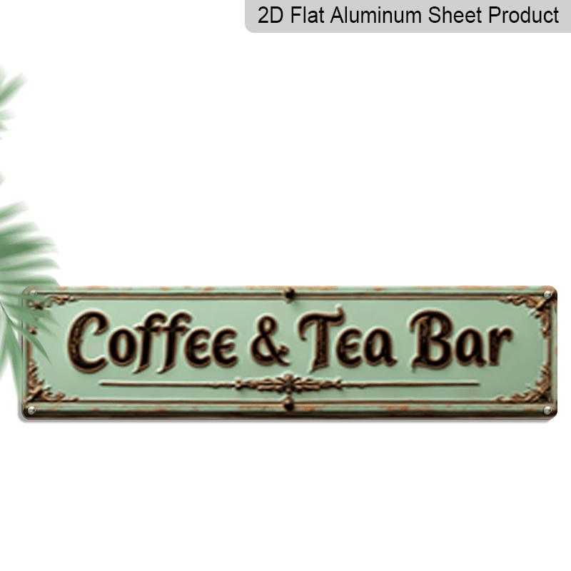 

2D Vintage Ornate Sign & Tea Bar Aluminum Decorative Sign, Cafe Plaque, Office -15.7×3.94inch Pre-drilled Holes for Easy Installation, Can Be Hung or 40cm x 10cm