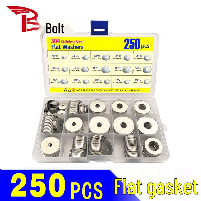 

250 шт. в коробке, плоские шайбы из нержавеющей стали 304, нестандартная комбинация SAE