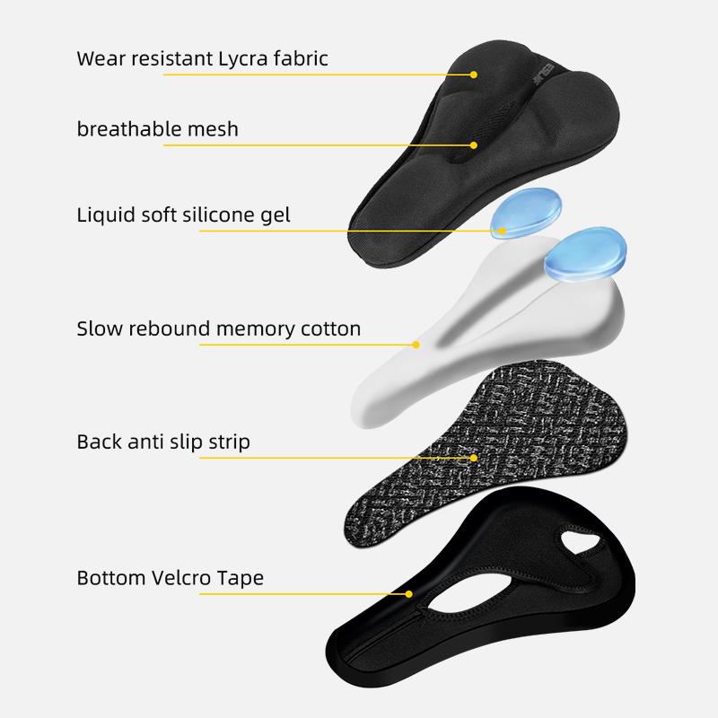 ESLNF Breathable Comfort Bike Saddle Cover - Rebound Silicone Foam Seat Cushion with Rain Cover, MTB Road Cycling Accessories