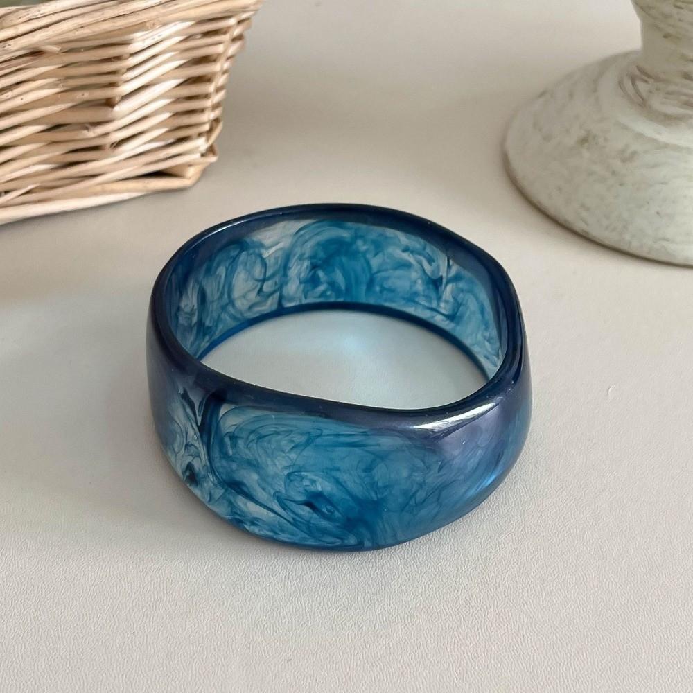 Smudged Wide Chunky Bangle Marbling Cuff Bracelet Vintage Irregular Resin Bracelet Gifts