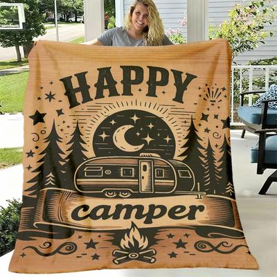 Quick Arrival Outdoor Camping Printed Flannel Blanket, Ultra Soft and Comfortable, Lightweight & Durable Ideal for Sofa, Bed, Travel, and Camping Mach