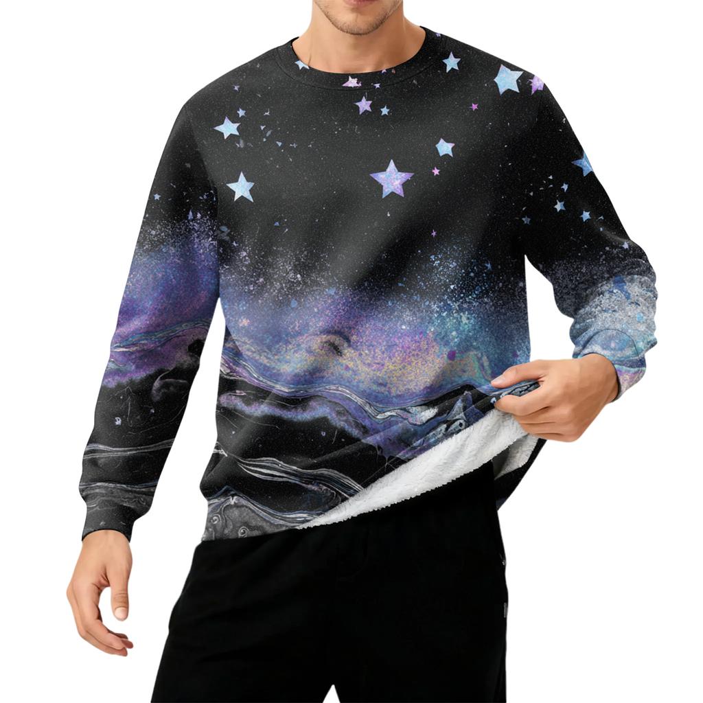 Men's Round Neck Fleece-Lined Thick Warm Sweatshirt