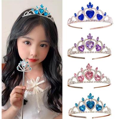 Princess Heart Crystal Rhinestone Crown Headband for Girls - Safe Zinc Alloy Hair Accessory