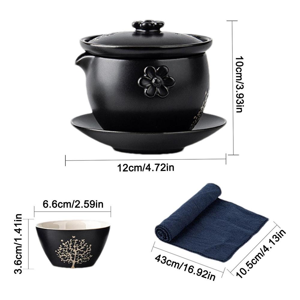 

Portable Travel Teaware Service Traditional Japanese Ceramic Grass Ash Teapot Set 2 Cups Tea Infuser Handmade Teacup Tea Maker