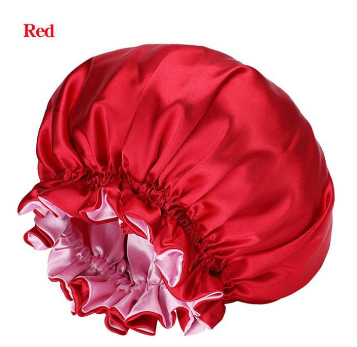Satin Bonnet For Women Large Satin Sleep Cap With Double Layers For Cold Seasons красный