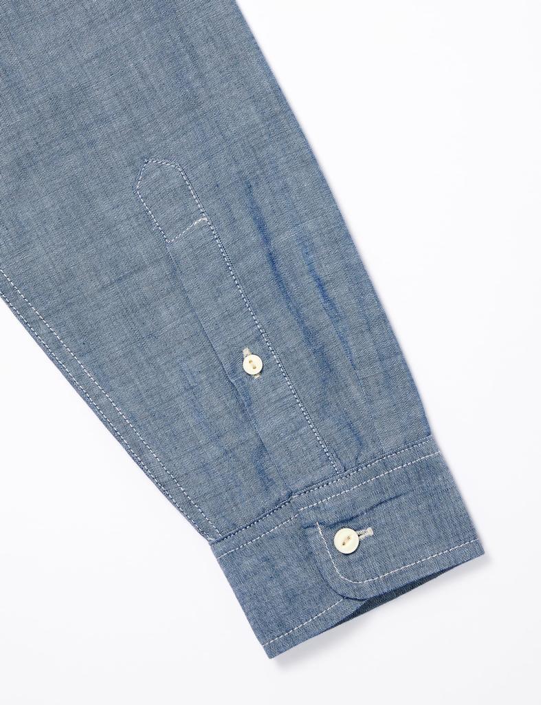 Amazon Essentials Men's Regular Fit Chambray Shirt, Long Sleeve, Rinse, Size L