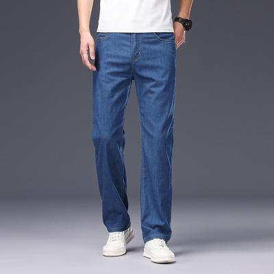 JYL Spring Thin Jeans Men's Wide and Straight Business Novel Elastic Trousers