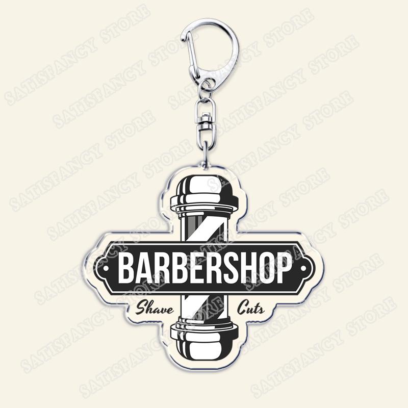 

Barber Shop Keychains for Accessories Bag Barbershop Scissors Hairdresser Beard Hairstylist Keyrings Jewelry Friends Fans Gifts