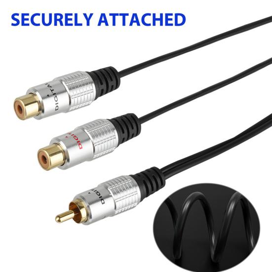 2 RCA Female to 1 Male Phono Splitter Y Adapter Cable/Lead-T Subwoofer Audio Sub