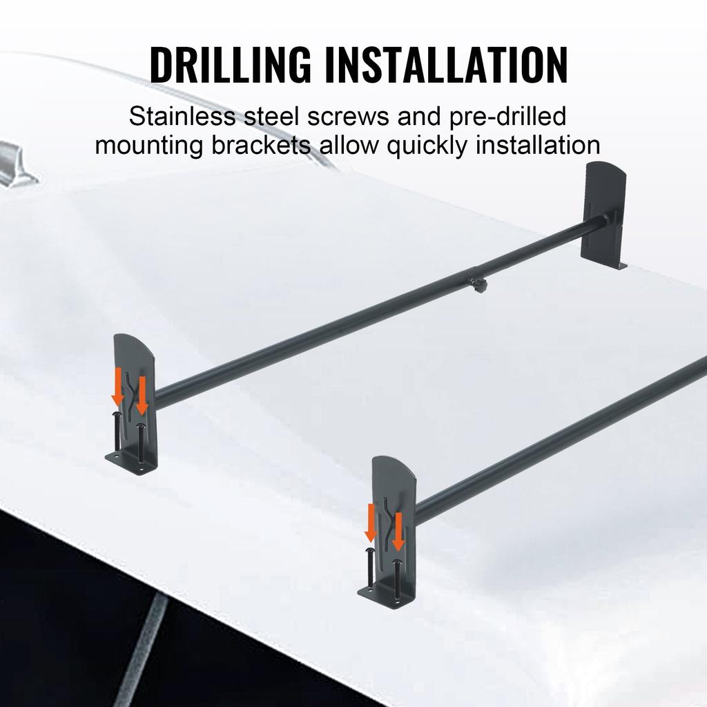 VEVOR Van Roof Ladder Rack, 2 Bars Alloy Steel Roof Racks, 227 KG Capacity Roof Rack, Adjustable Length 910-1330 Mm