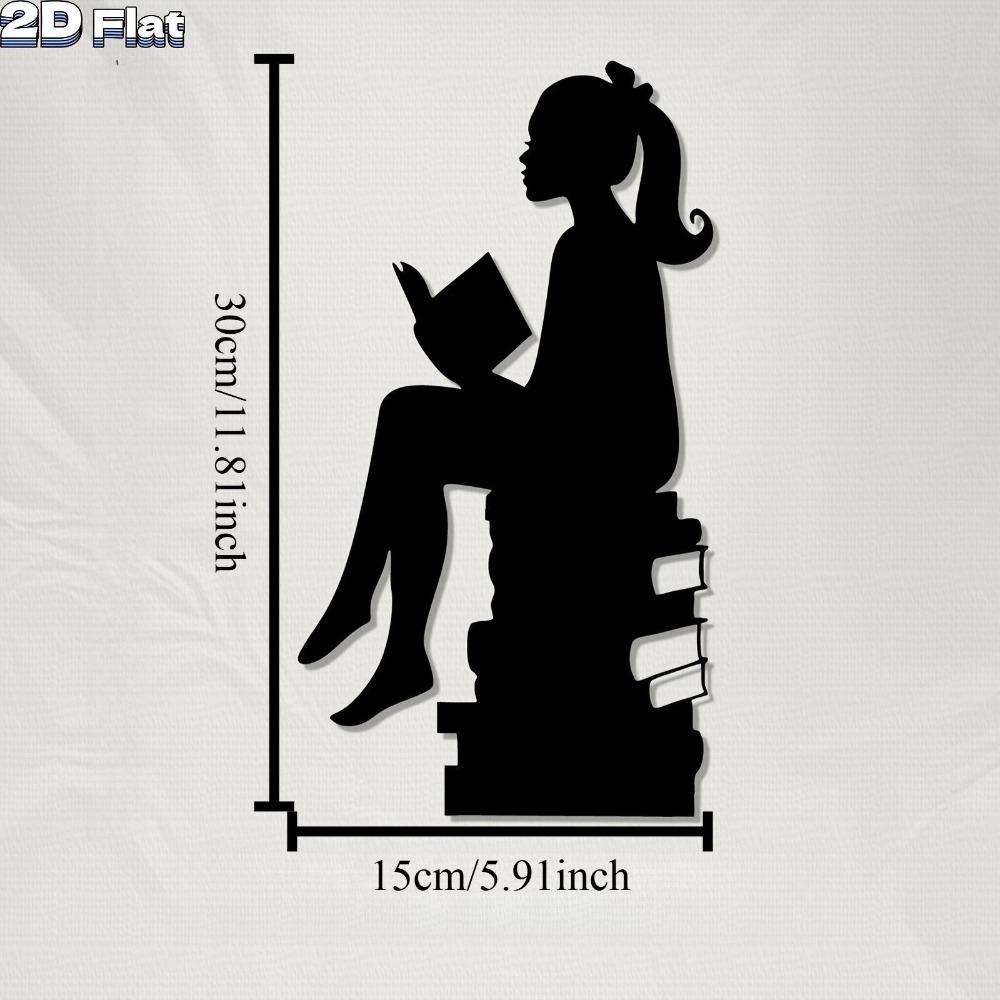 Iron Wall Art Silhouette Reading Girl Metal Sculpture Halloween Gift Modern Home Decor