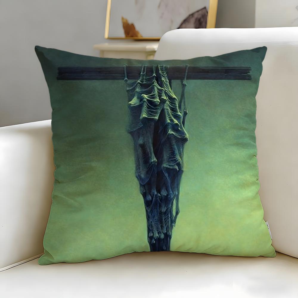 classic painter Zdzislaw Beksinski Cushion Cover Soft EasyWash Pillow Case Versatile for Couch Bed Travel and Office