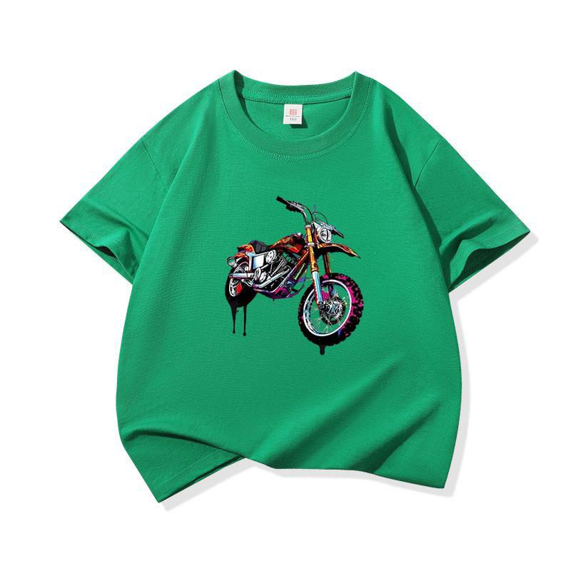 Graffiti Dirt Motorcycle Graphic Tee Kids 100 Cotton Crew Neck T Shirt Short Sleeve Breathable Tops For Boys Girls Children