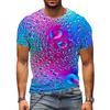Summer Round Neck 3D Water Droplet Pattern Printed Top Fashionable Casual Short Sleeved Men's T-shirts