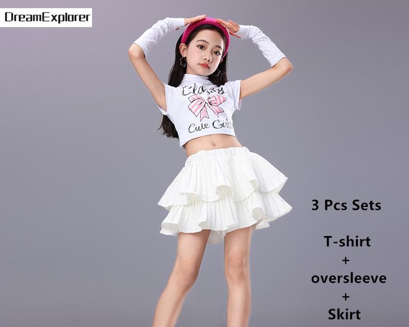 Hip Hop Mädchen Süßigkeiten Crop Top Street Dance Stufenröcke Kinder Süßes Streetwear Kind Jazz Cheerleader Kostüme Kleidung Sets