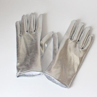 Fashion Shiny Bright Leather Gloves Gold Silver Color Stage Performances Etiquette Gloves Long/Short Punk Mittens Halloween