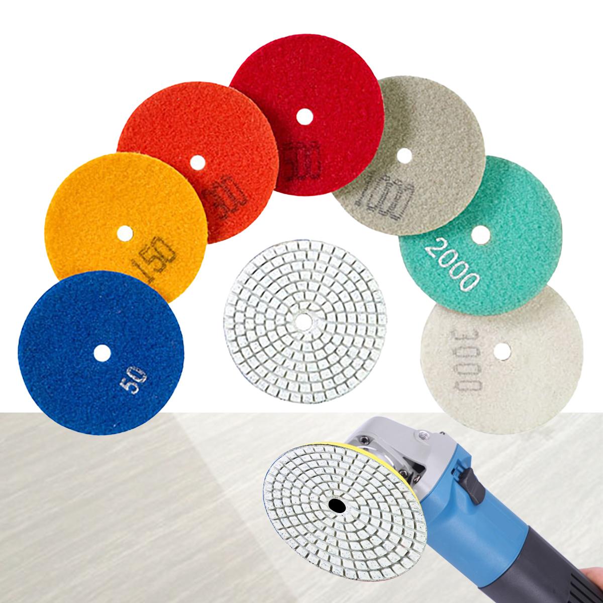 

8 штук 100 мм алмазных полировальных кругов, аксессуары для дрели-шлифмашины, для полировки гранита, мрамора, бетона 50-3000 разноцветный