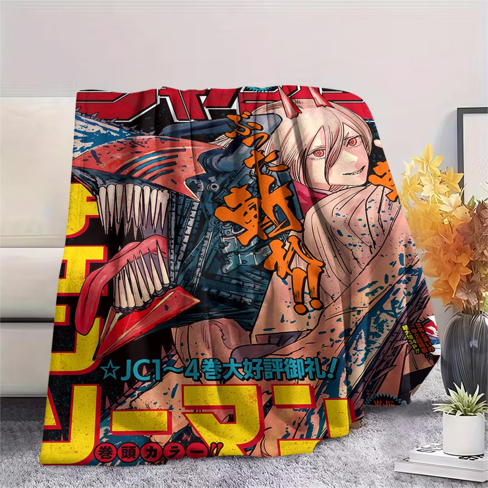 1Pc Chainsaw Man Print Flannel Blanket, High quality Comfortable for All Seasons, Home Decor, Warmth and Comfort, Perfect for Christmas Gifts