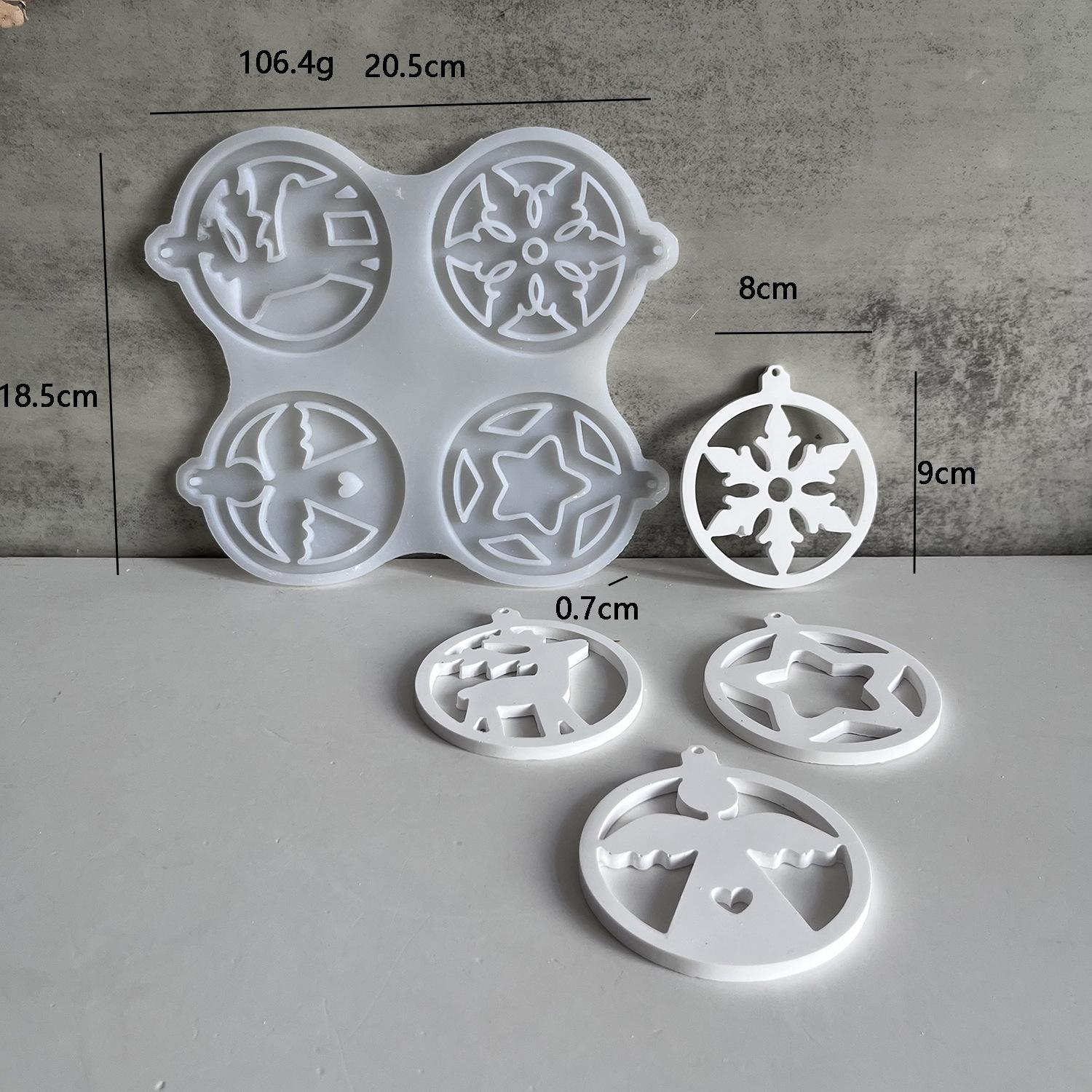 

Рождественское украшение подвеска силиконовая форма круглый круг бант снежинка лось рождественская елка литьевые формы подвесной тег ручная работа подарок