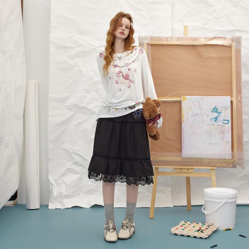 UNIFREE Sweet Unicorn Print Loose T-Shirt