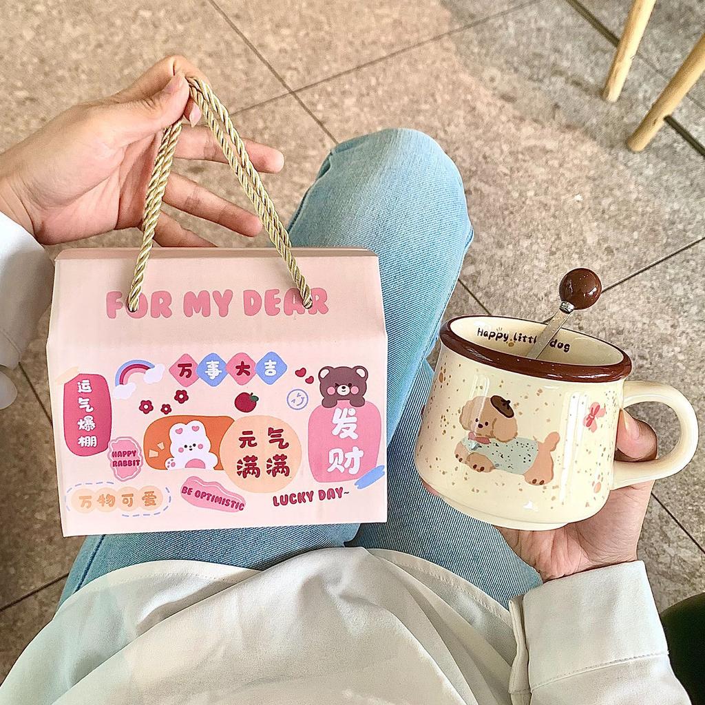 High-value Ins Wind Mug, Cute Puppy Coffee Cup, Household Ceramic Water Cup, Birthday Gift for Girls