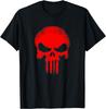 Maglietta Marvel Punisher con Logo Teschio Rosso Usurato sul Petto