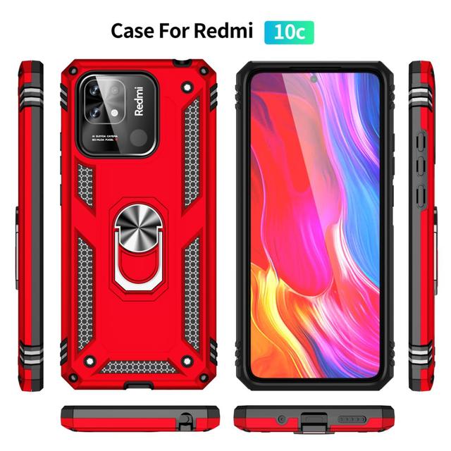 Kryt Pouzdro pro Xiaomi Redmi 10C 10 C Nárazuvzdorný Pancéřovaný Odolný Vojenský Ochranný Držák Prstenu Magnetické Pouzdro na Telefon