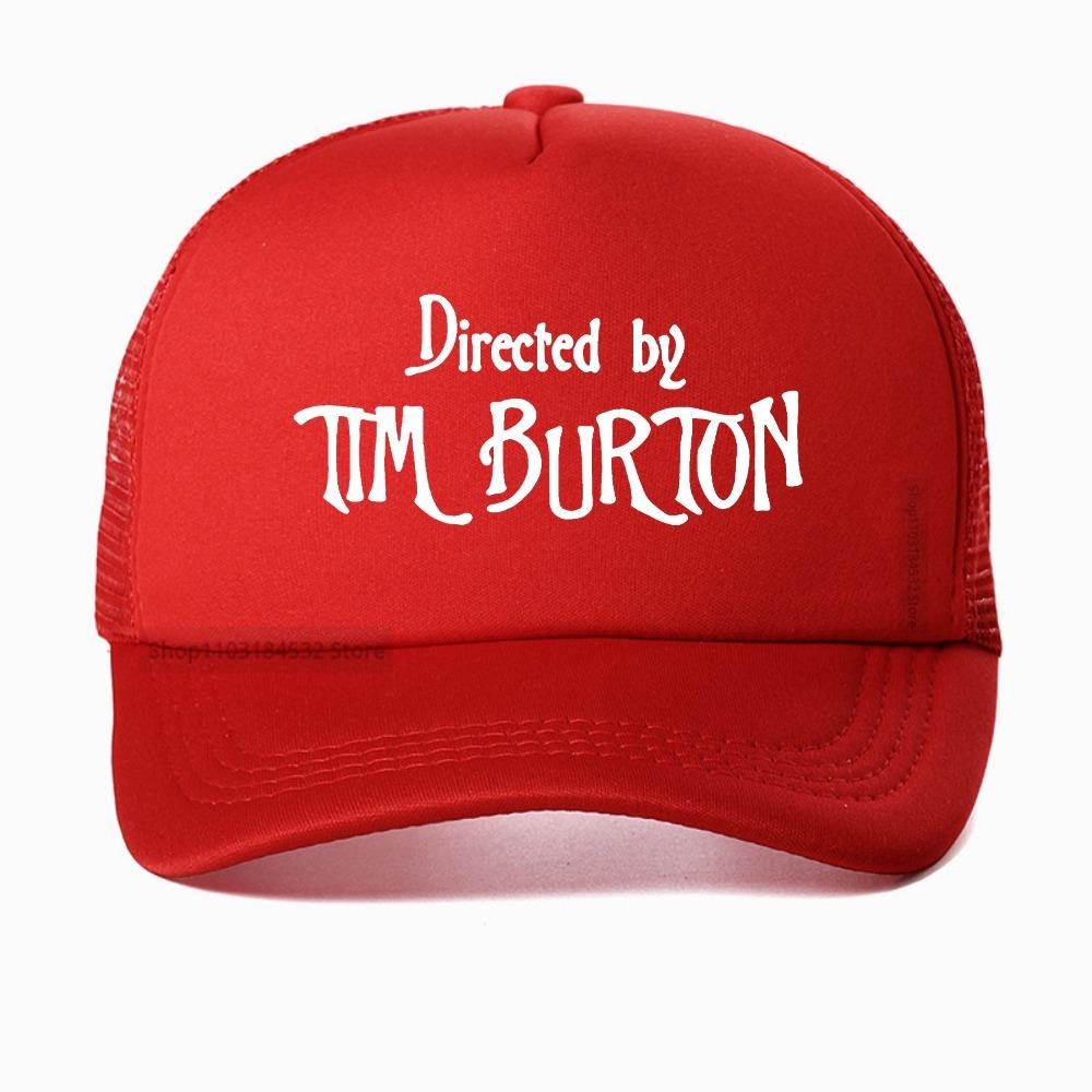 Directed By Tim Burton Hat Women Harajuku Summer Letter Print Classic Mesh Breathable Racing Trucker Cap Adjustable