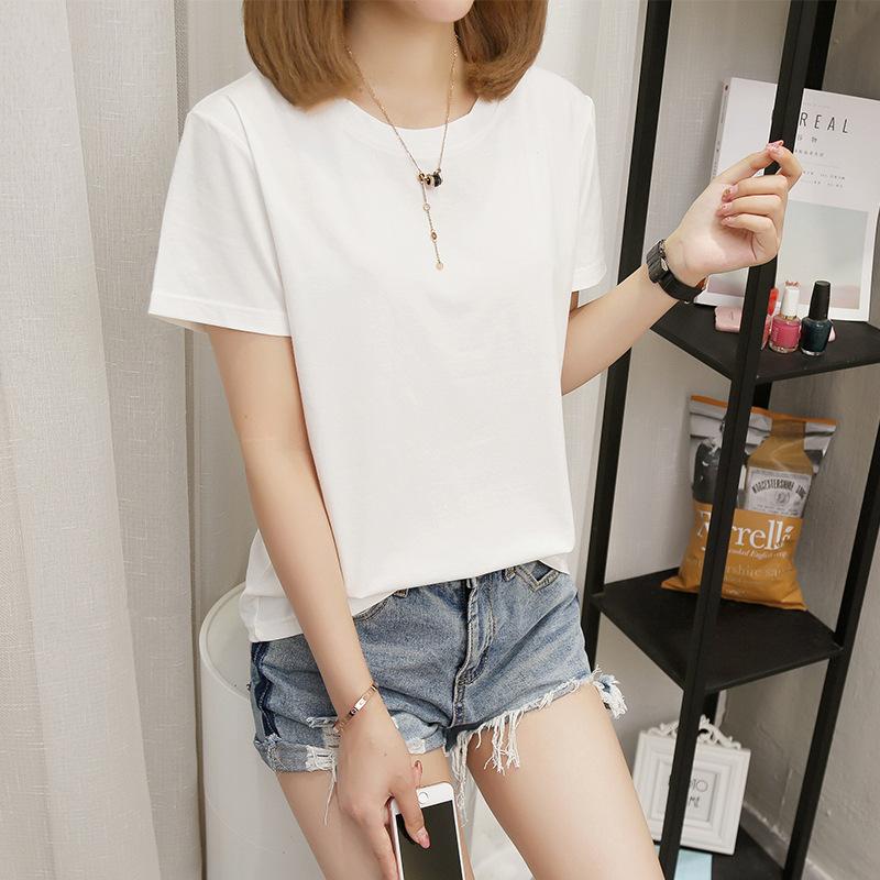 GMXIA Dopamine Blank Summer Dress Loose Solid Color Women's Top Round Neck Short Sleeve T-shirt Women's Dress