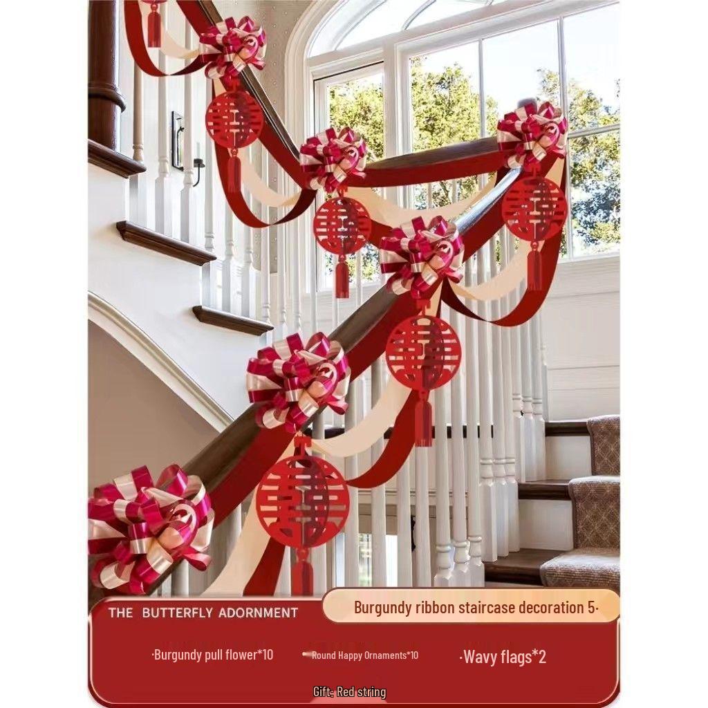 Creative Wedding Stair Railing Flowers & Bridal Room Decoration Set
