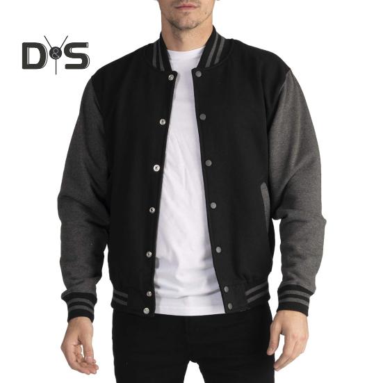 

Мужская бейсбольная куртка с воротником-стойкой, длинными рукавами, застежкой на пуговицы, цветное пальто в стиле пэчворк с карманами, флисовая подкладка на осень-зиму, повседневное спортивное пальто M чёрный