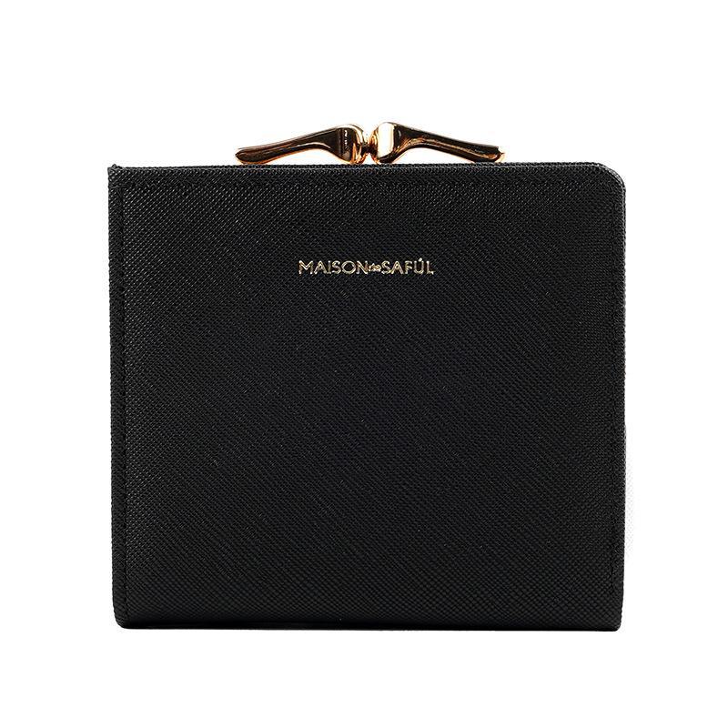 Women's Creative Iron Clip Wallet, High-End Mini Handheld Coin Bag with Light Gold Edges, Simple and Detachable Design