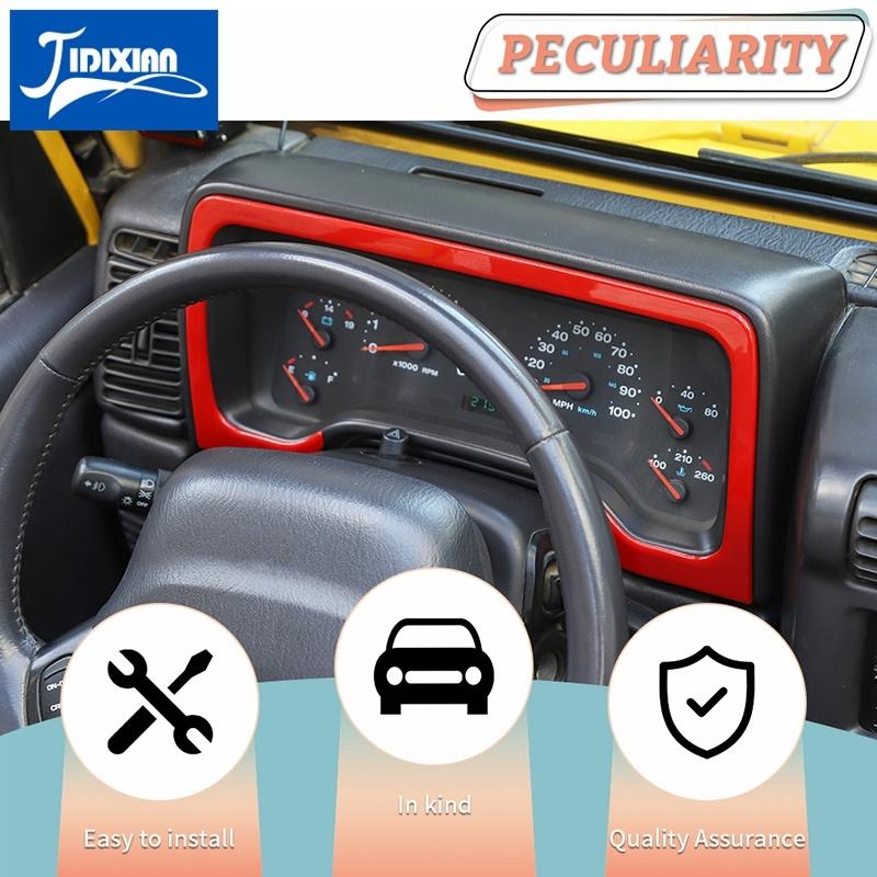 JIDIXIAN Red ABS Interior Decoration Trim Fit for Jeep Wrangler TJ 1997-2006 Car Instrument Panel Horn A/C Switch Accessories we1