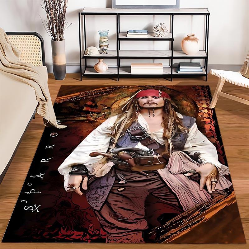 Piratenstil Teppich mit Jack Sparrow Design 1Dekorativer Teppich für Heimdekoration Geeignet für den Einsatz als Anti-Rutsch 1 für 1Zimmer und Schlafzimmer Sofas