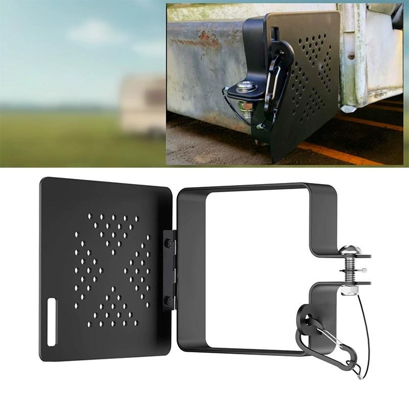 Aluminum RV End Cap for 4x4 In Square  Plug with Vent Holes, Simplified Camper Sewer Hose Storage Protective Cover with Hinged Door, Trailer Mot