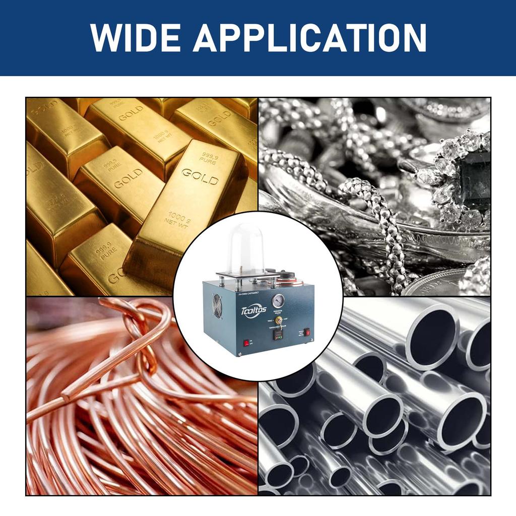 Jewelry Vacuum Casting Machine - Limited-Time 10% OFF 3-in-1 Gold Melting, Vacuum Investing & Casting All-in-One Unit with 3 CFM Pump