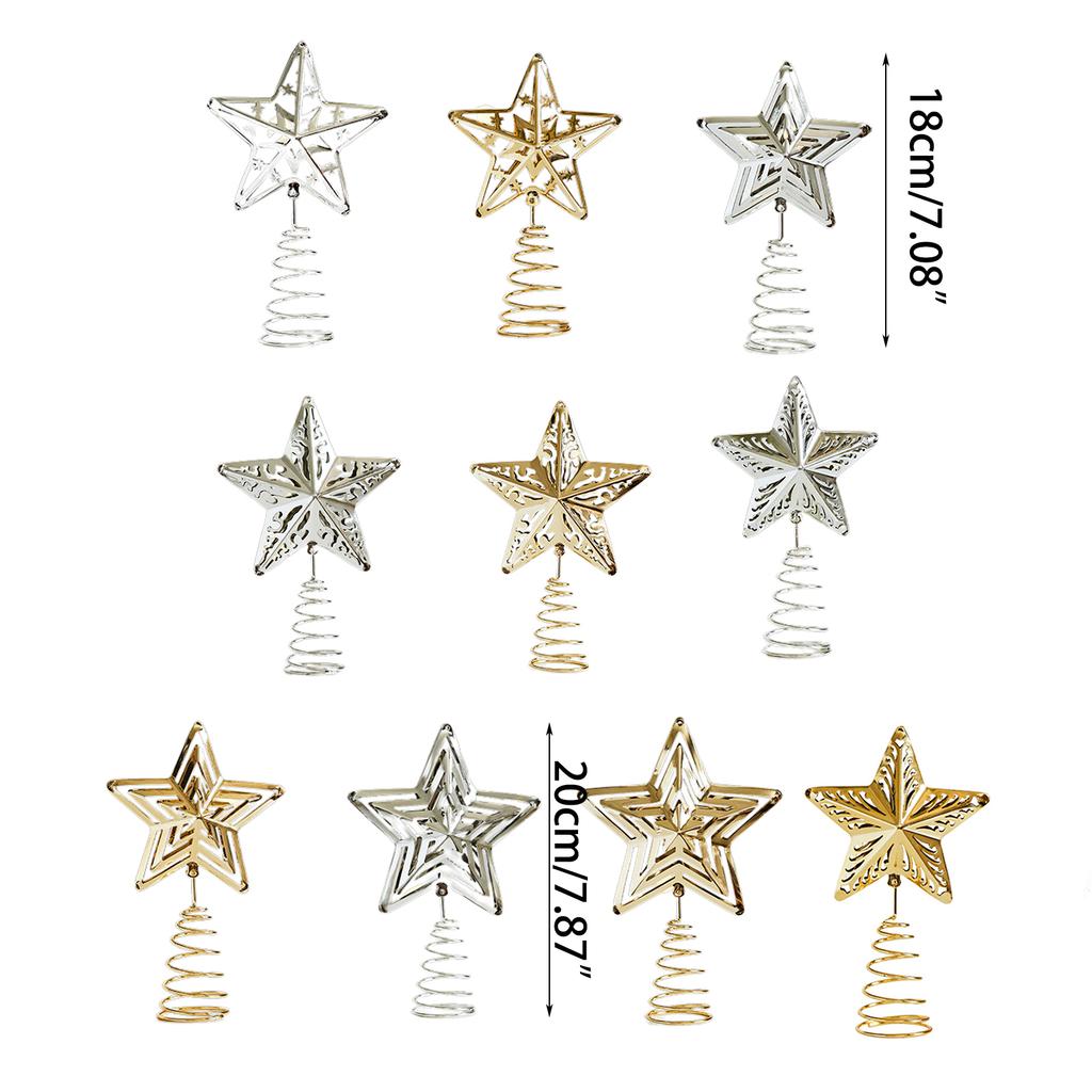 Exquisite Iron Christmas Tree Ornament Beautiful Five Pointed Star Toppers for a Holiday Decor Eye Catching Color