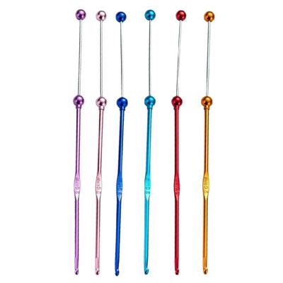Conjunto de 5 Agulhas de Crochê de Metal com Contas Gancho de Crochê Agulha de Tricô de Metal Acessórios de Crochê para Artesanato