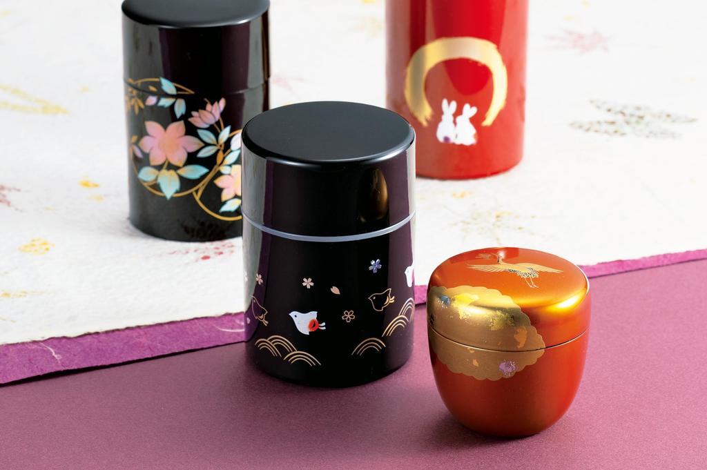 Nakatani Brothers Company Yamanaka Lacquerware Tea Caddy (with Inner Lid) Black Tessen 37-3413