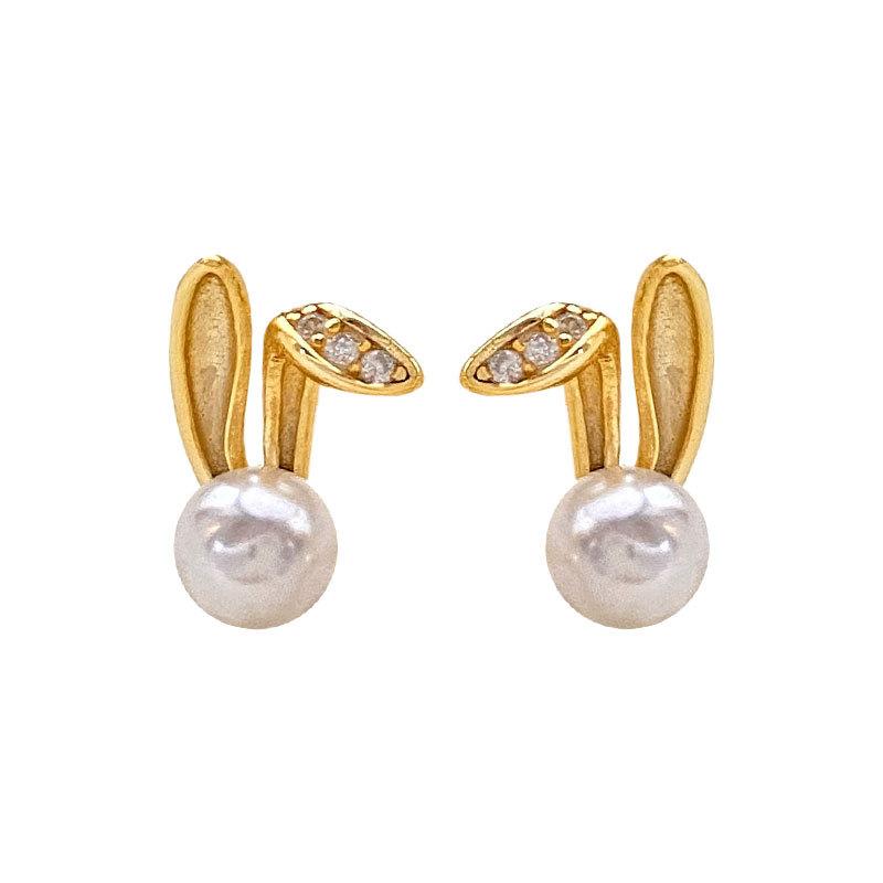 New Style of Pearl Earrings and Rabbit Earrings for Best Friends