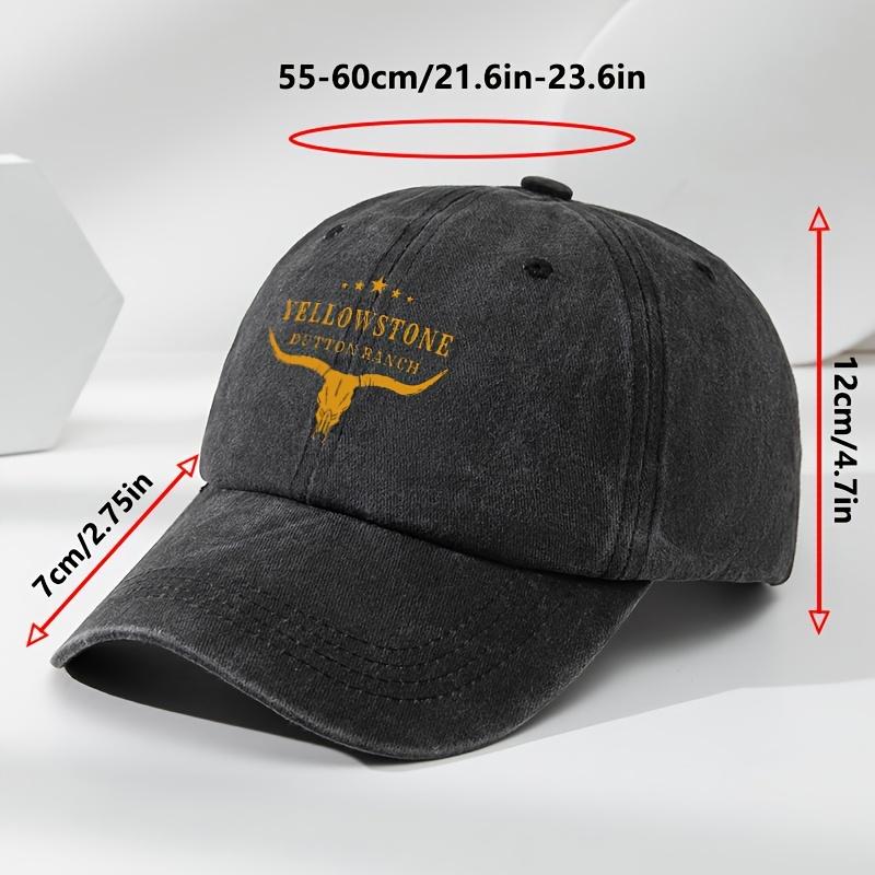 YELLOWSTONE Logo Print Baseball Cap Classic Washed Vintage Soft Brim Duckbill Cap Adjustable Sweat-Absorbing Breathable Sun Hat