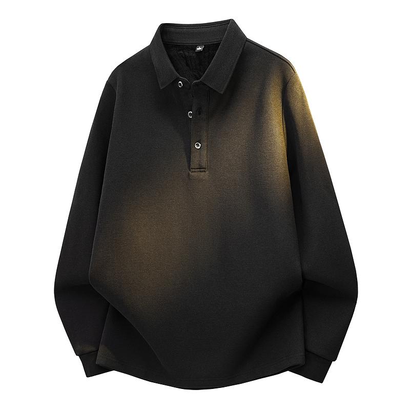 

Men s Olive Green Long Sleeve Polo Shirt, Casual Button Placket Collared Top for Daily Wear M чорний