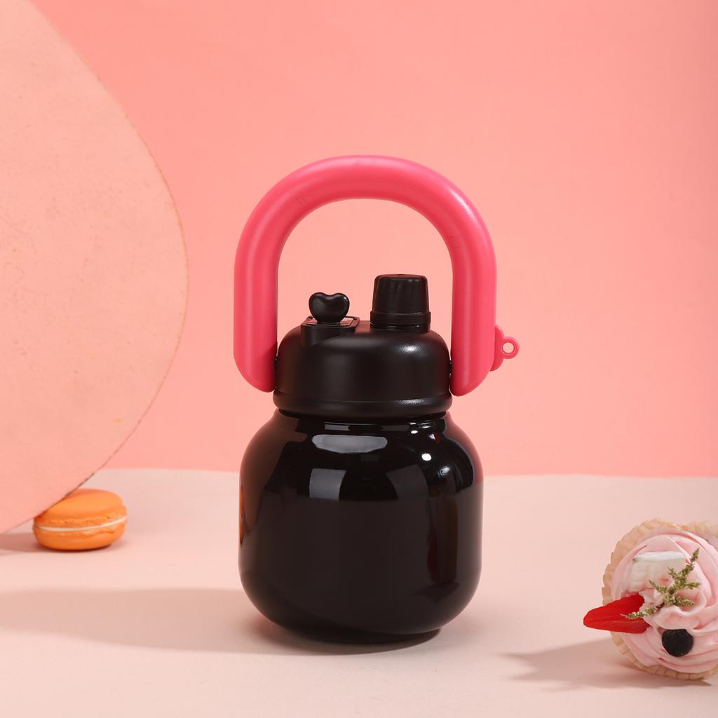 1PCS Portable Cute 650ml Thermal Cup Stainless Steel Lightweight Vacuum Flask Leak-proof Student Straw Cup