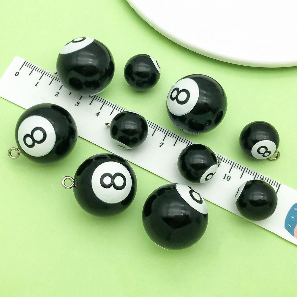 Black & White Resin Number 8 Billiard Pendant Charms for DIY Jewelry Accessories