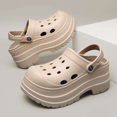 2024 Verão Fundo Grosso Tamancos Sapatos de Jardim Mulheres Antiderrapante Impermeável Praia Piscina Sandálias Mulher Eva Fechado Toe Plataforma Slides