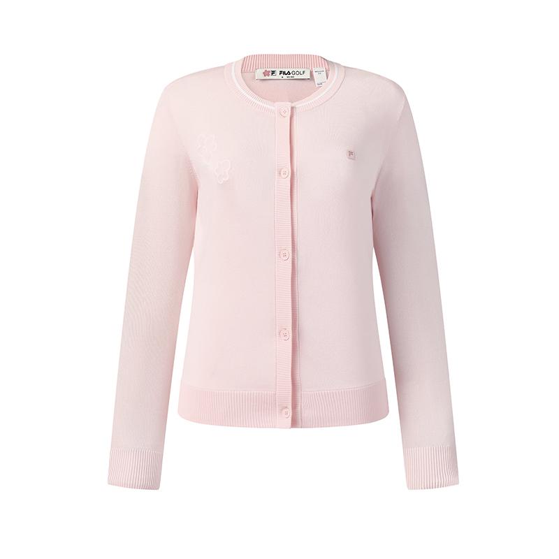 FILA Golf Series Fashion Simple Classic Casual Cute Pink Sweet Versatile Comfortable Woven Cardigan Knitwear Women cardigans A11W625415FPK