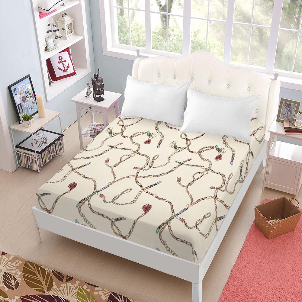 Bezszwowe Łańcuchy Barokowe Prześcieradło z Gumką King Queen Double Full Size Zestaw Pościeli Głębokość 25cm