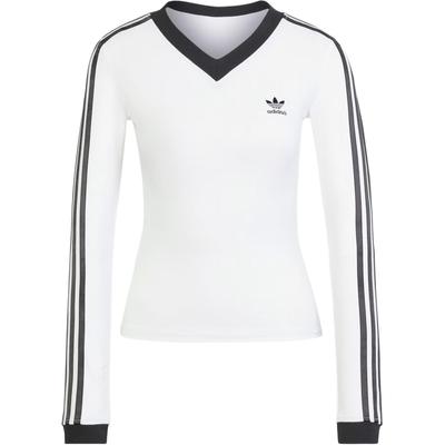 T-shirt Manches Longues Col V Rayures Logo Originals Femme Hauts Blanc JC8154