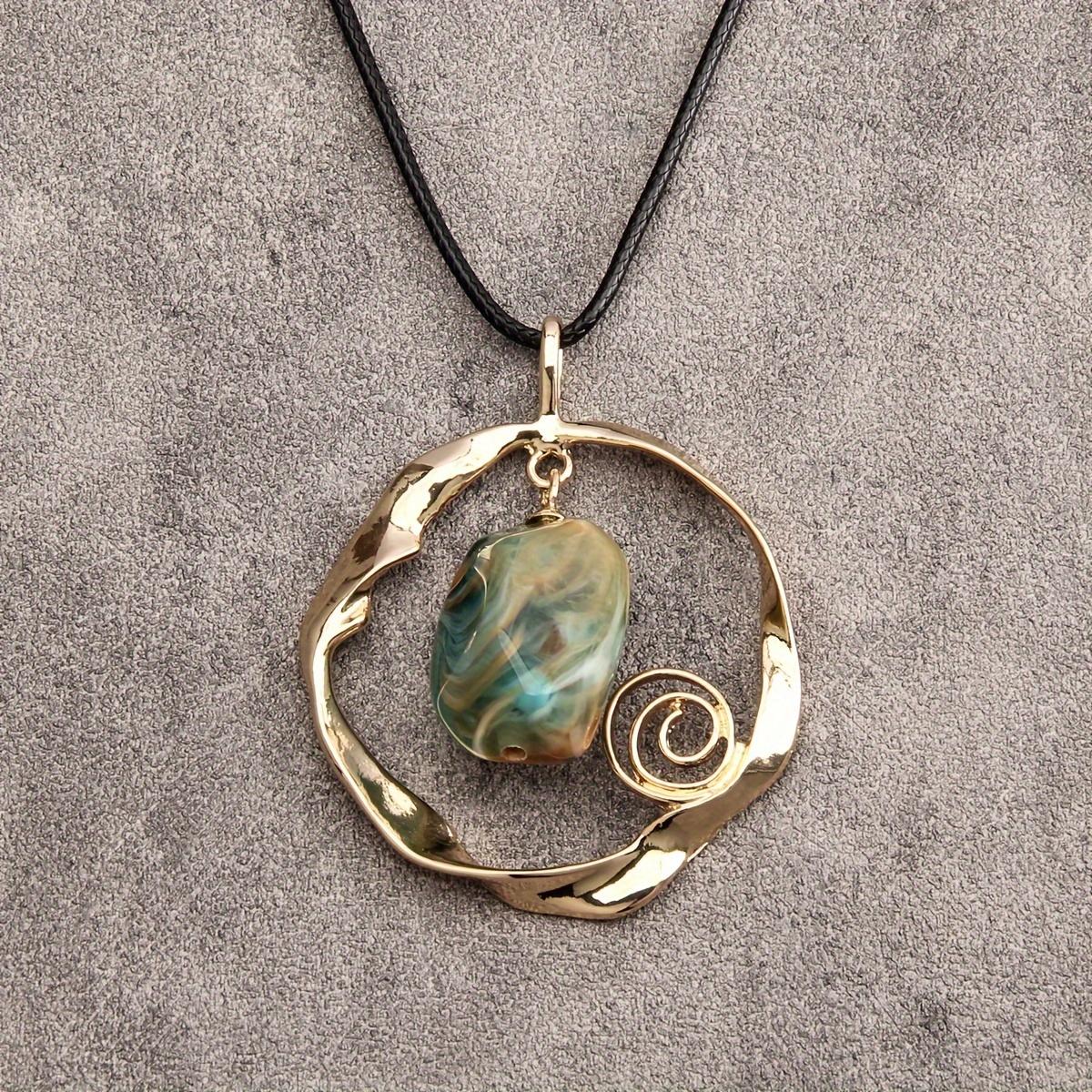 

Luxurious Boho-Chic Acrylic Pendant Necklace With Unique Irregular Resin Design