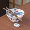 Japanese Mino Ware Ceramic Tableware Set: Creative Underglaze Fruit Plate, Noodle Bowl, and Rice Dish.
